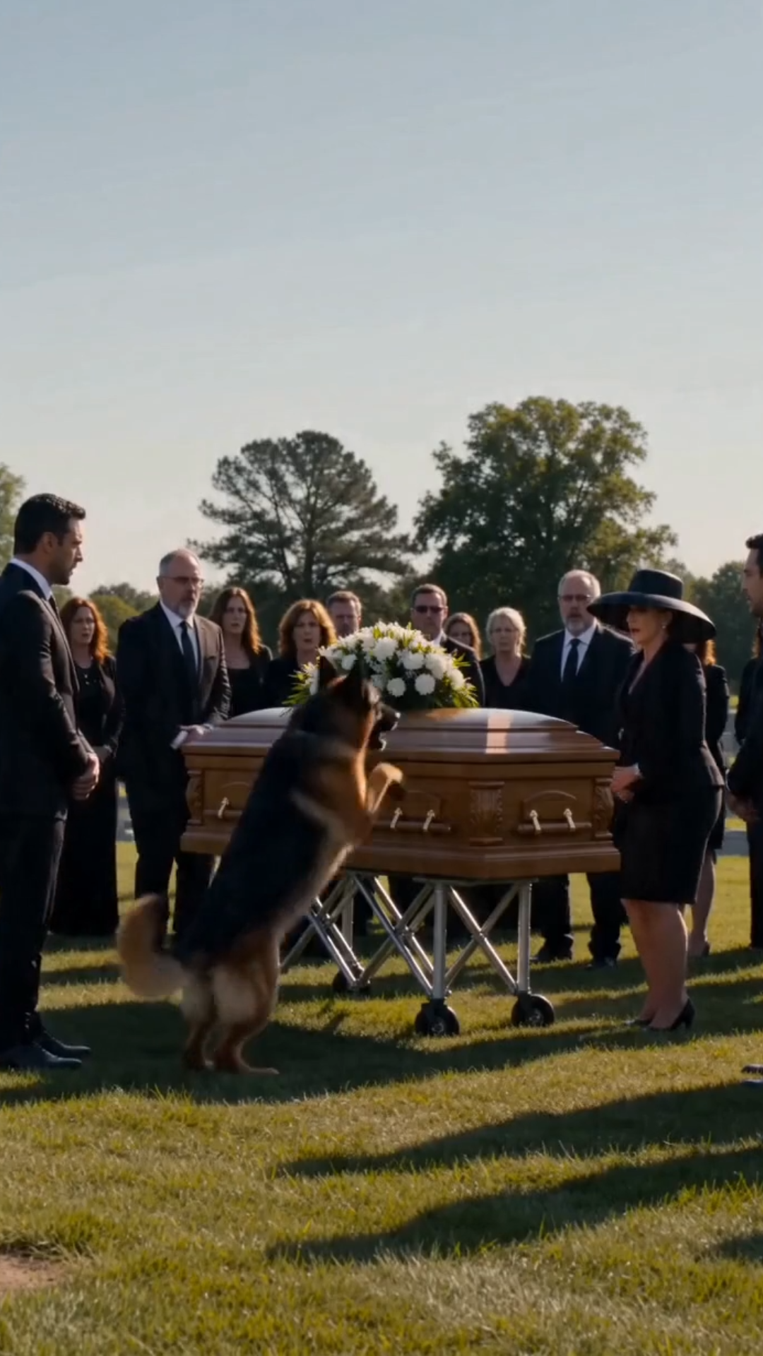 Everyone Thought the Dog Was Grieving… Until They Opened the Coffin and the Entire Funeral Changed