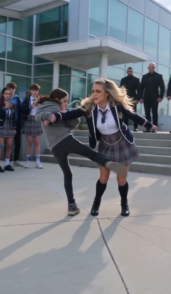 They mocked the poor scholarship girl every day… until the billionaire’s bodyguard walked into the courtyard