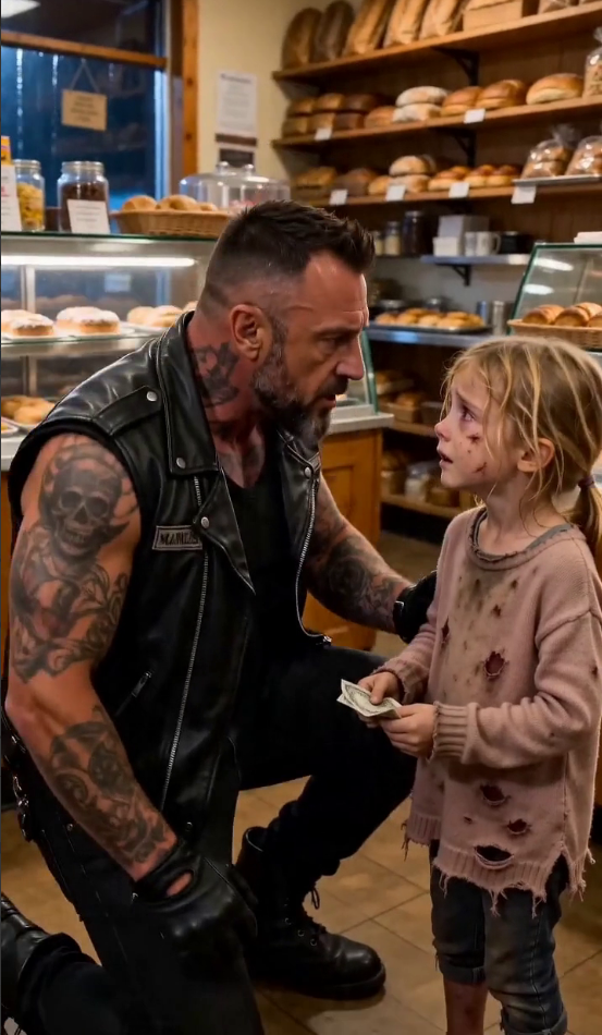 A Barefoot Little Girl Walked Into a Bakery With Crumpled Cash — Then a Biker Looked at Her Photo and Realized She Was His Daughter