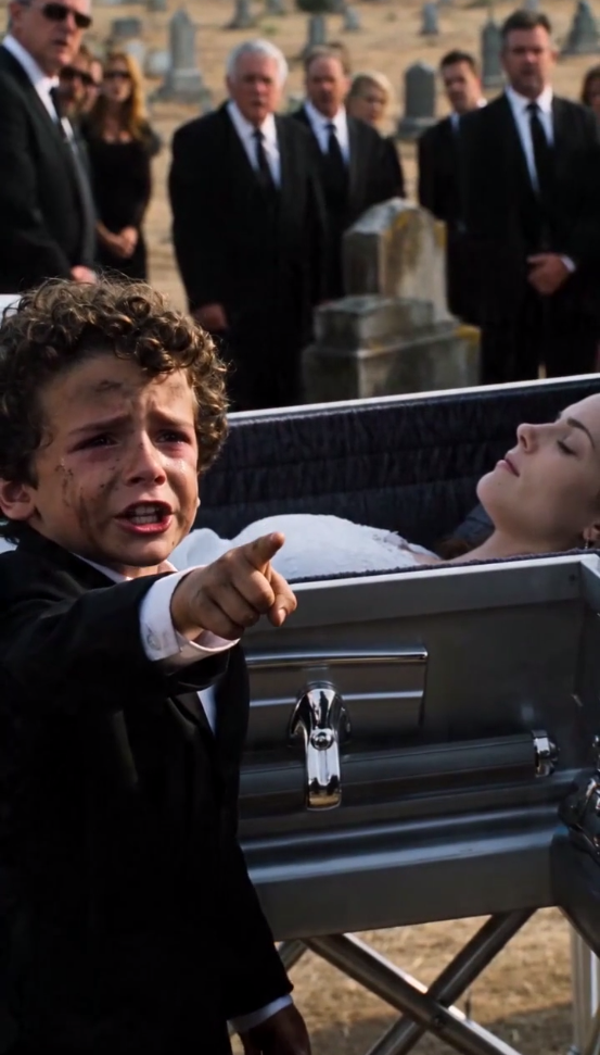 The little boy screamed in the middle of the funeral and pointed at the girl inside the coffin.