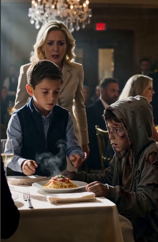 The entire restaurant went silent when twelve-year-old Ethan Carter stood up from his family's table and carried a plate of food