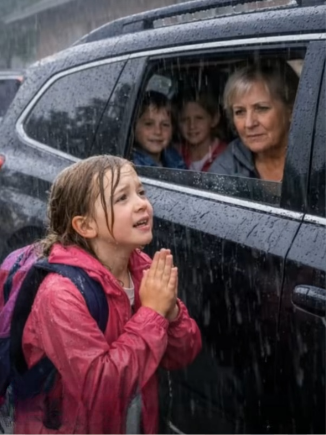 A 6-year-old girl was left in the rain, crying at the school gate… just so they could follow their other child… They forgot I had given them my entire life.