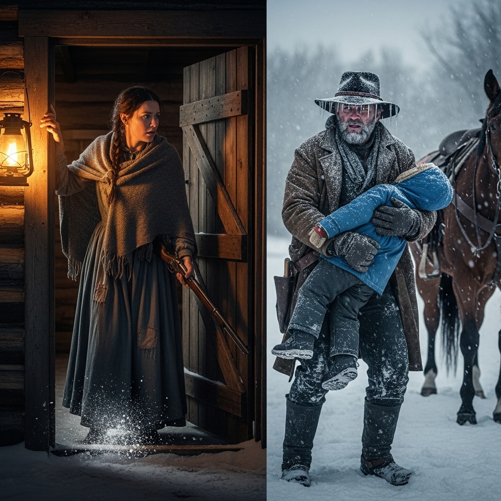 A poor young woman shelters a cowboy and his son, not knowing that he was a millionaire