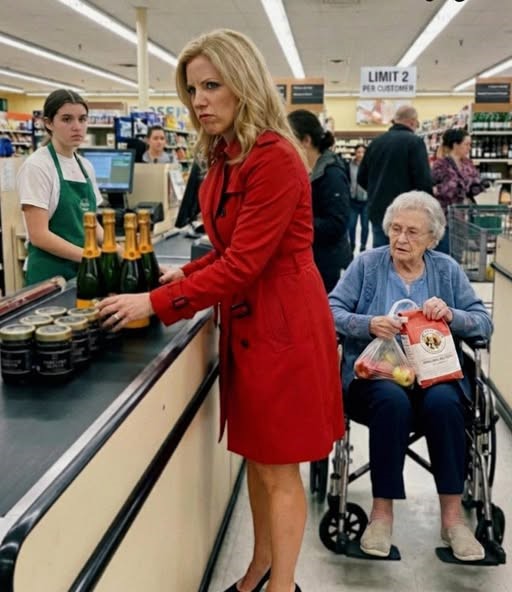An Entitled Woman with a Full Cart Cut in Front of My Mom's Wheelchair at the Supermarket – What Came over the Intercom Made Her Freeze