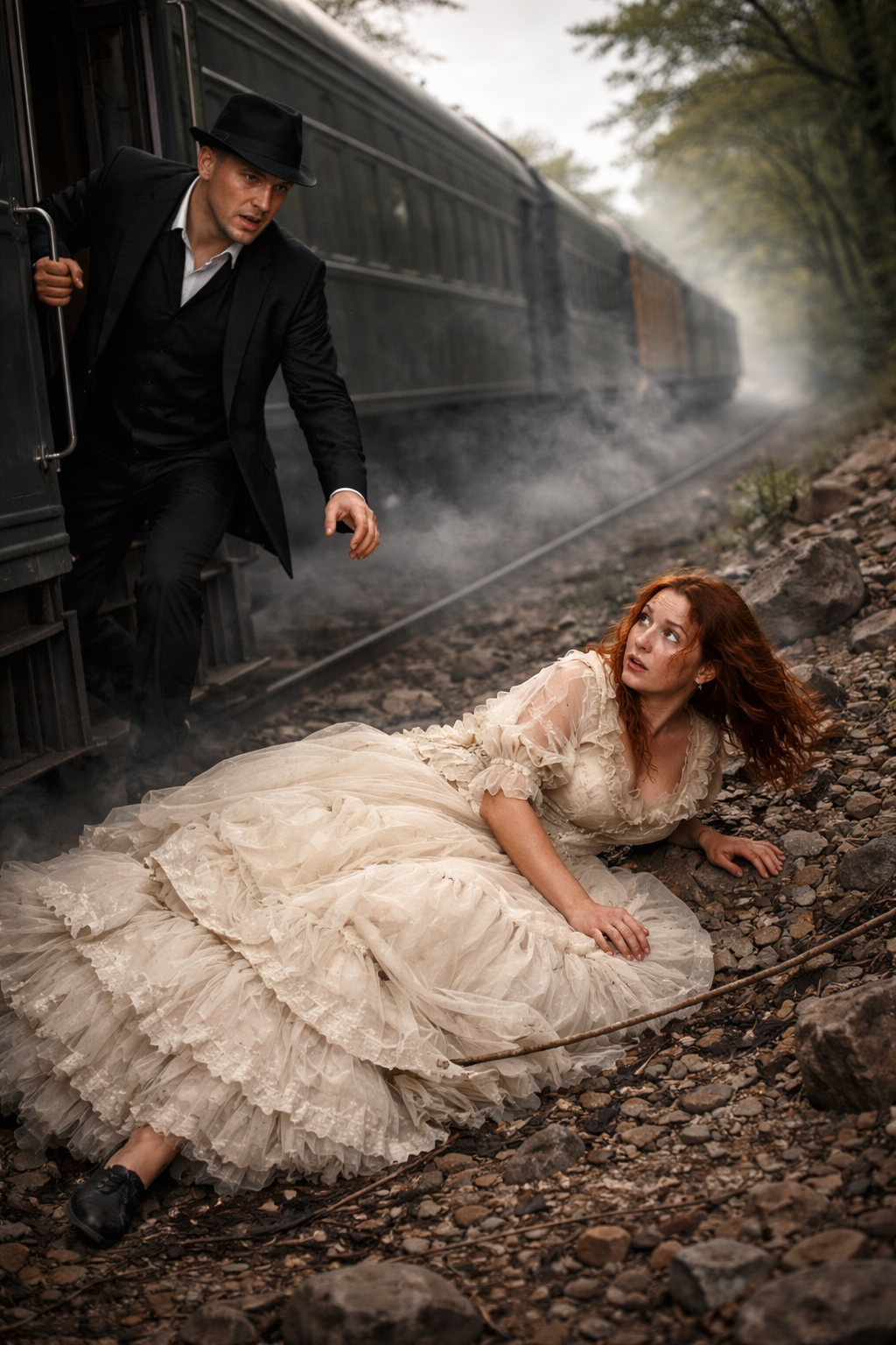 He Pushed Me Off a Speeding Train for My Millions—But My “Heavy” Vintage Dress Was a Secret Impact-Resistant Prototype