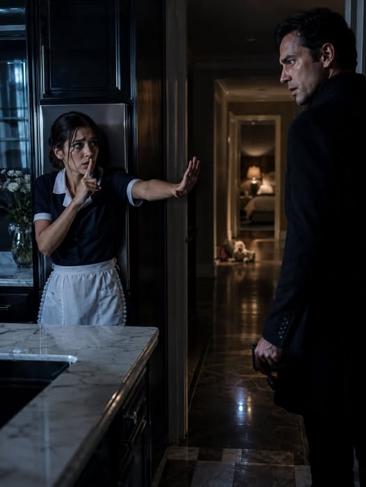 The Mafia Boss Came Home Early—Then His Maid Grabbed His Arm and Whispered, “Don’t Make a Sound”