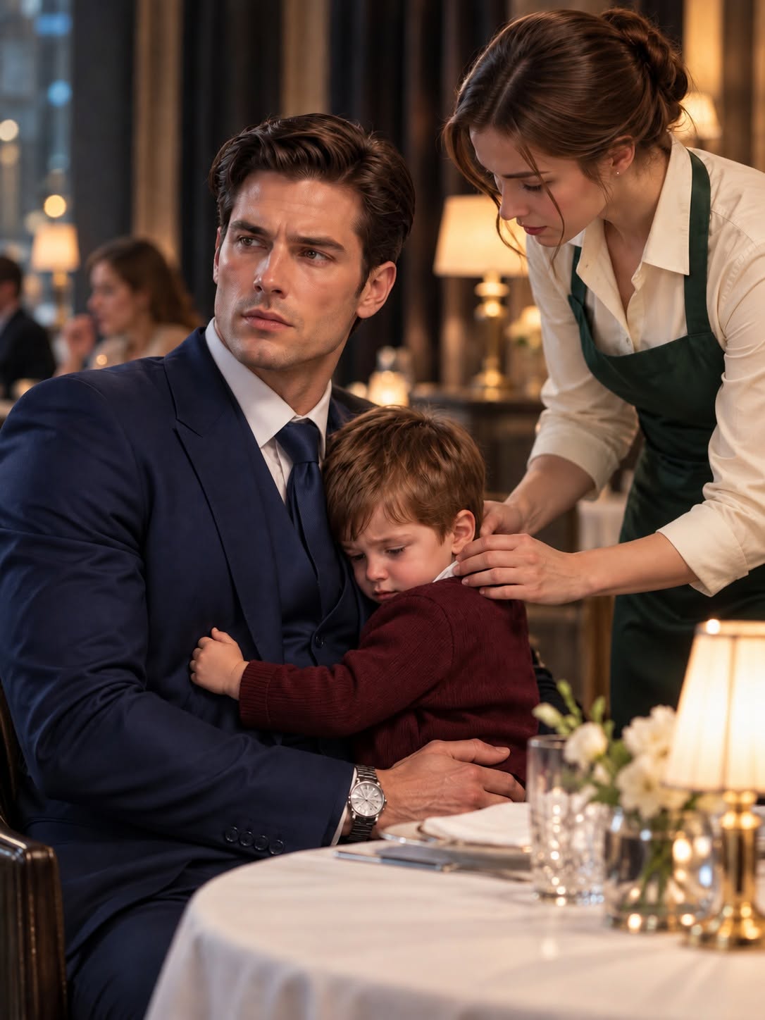 The entire restaurant froze when the mafia boss’s three-year-old son began screaming, hurling food, and fighting anyone who came near him. His father ordered bodyguards, managers, and staff to make the child stop, but nothing worked—until I walked straight toward the most feared table in Brooklyn, knelt beside the boy, and offered him warm milk. What happened next made even his father go completely still.