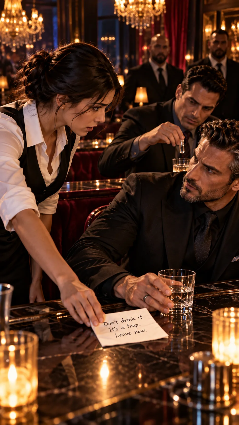 A WAITRESS SLIPPED THE MAFIA BOSS A NOTE: “DON’T DRINK. IT’S A TRAP. LEAVE NOW.” — THEN HE GRABBED HER WRIST INSTEAD