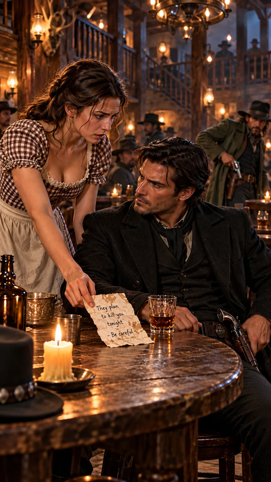 The Saloon Girl Wrote “Gunman Behind You” on the Outlaw Boss’s Bill—By Sunrise, Her Life Belonged to Him