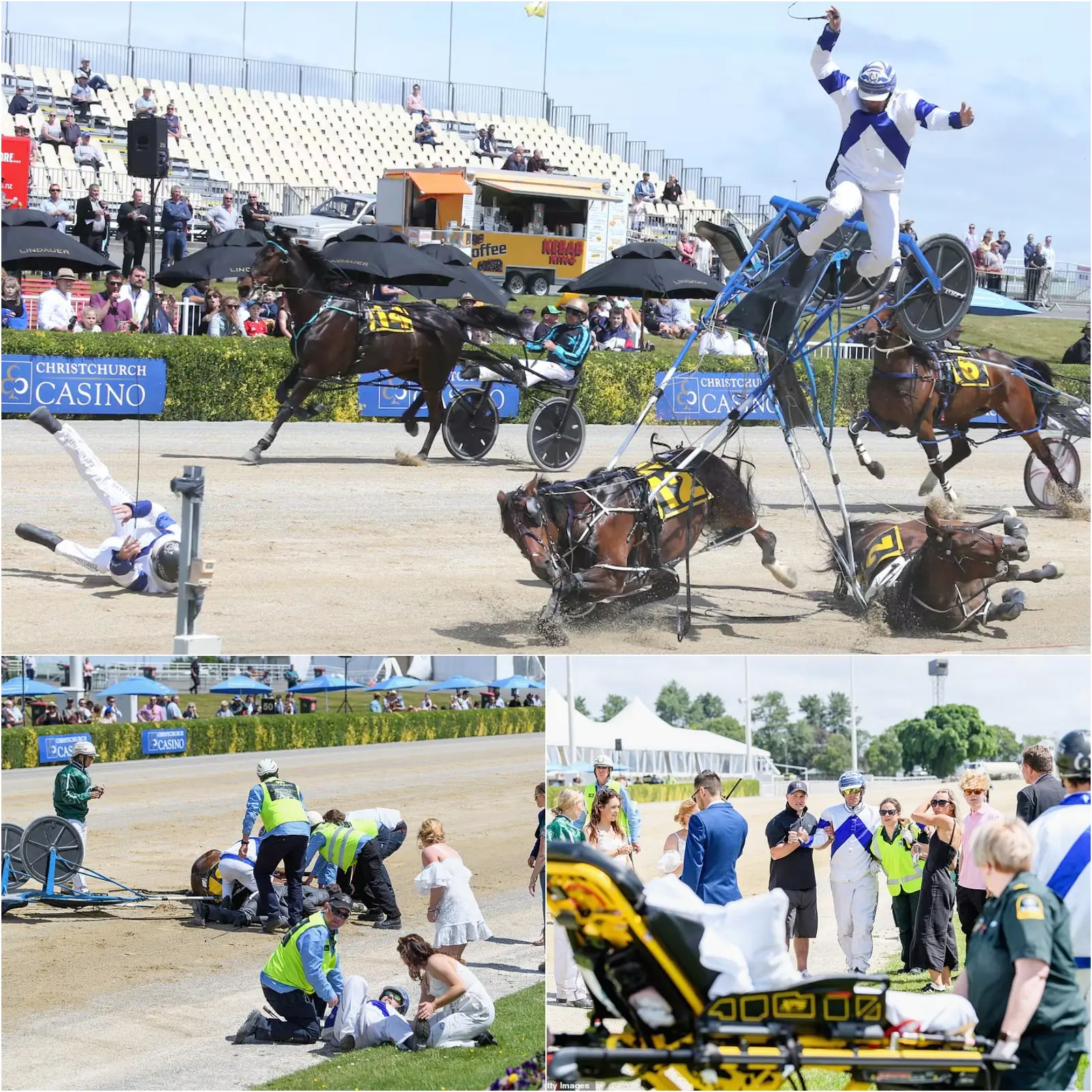 BREAKING NEWS: The entire team of stewards and race officials have been suspended pending investigation following a horrific collision on the racetrack in which a charioteer was tossed into the air.