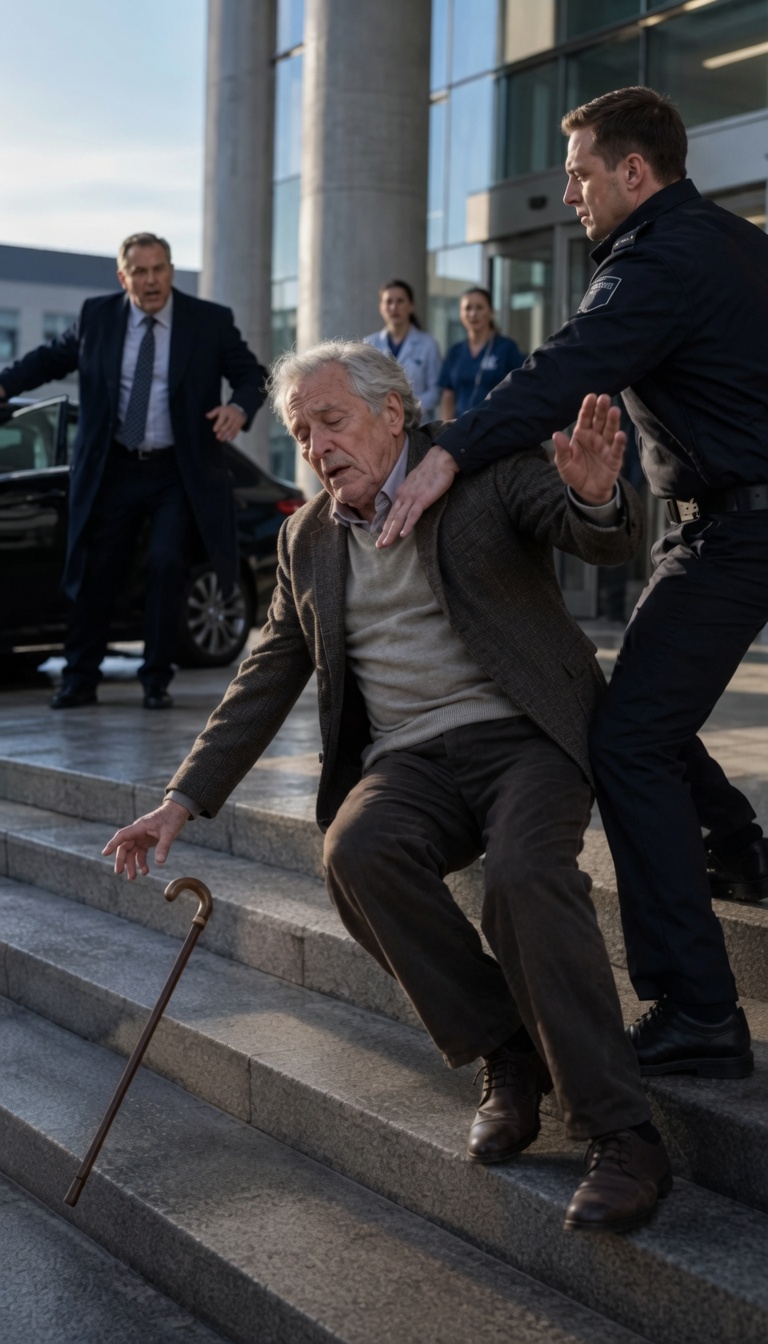 Part 2: Security Guard Humiliates and Pushes Elderly Man to the Ground Outside Hospital