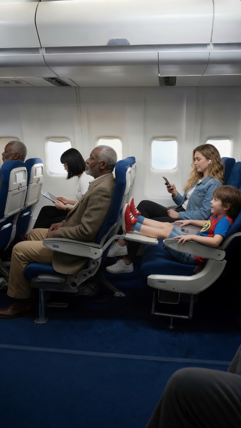 A Young Boy Keeps Kicking An Elderly Passenger’s Seat During The Flight