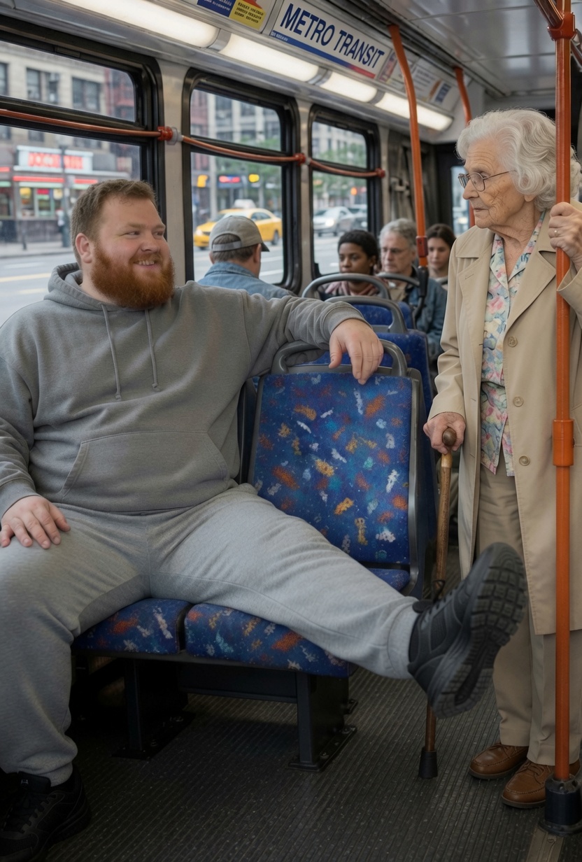 Young Man Mocks an Elderly Woman and Refuses to Give Up His Seat on the Bus