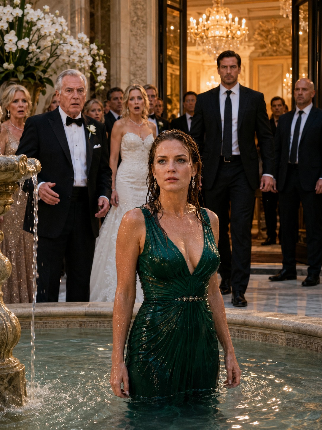 My father pushed me into the fountain at my golden-child sister’s wedding and told everyone I was still the family embarrassment, but he had no idea my husband was already walking through the hotel doors with security behind him