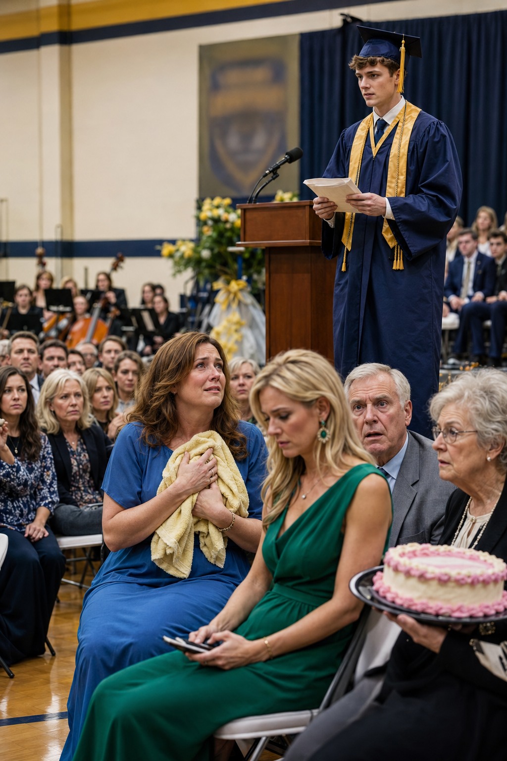 For nineteen years, I raised my sister’s abandoned baby as my own, but on his graduation day she walked in with a cake that said “congratulations from your real mom” — and when my son stepped up to give his valedictorian speech, he looked straight at me and folded the paper in his hands