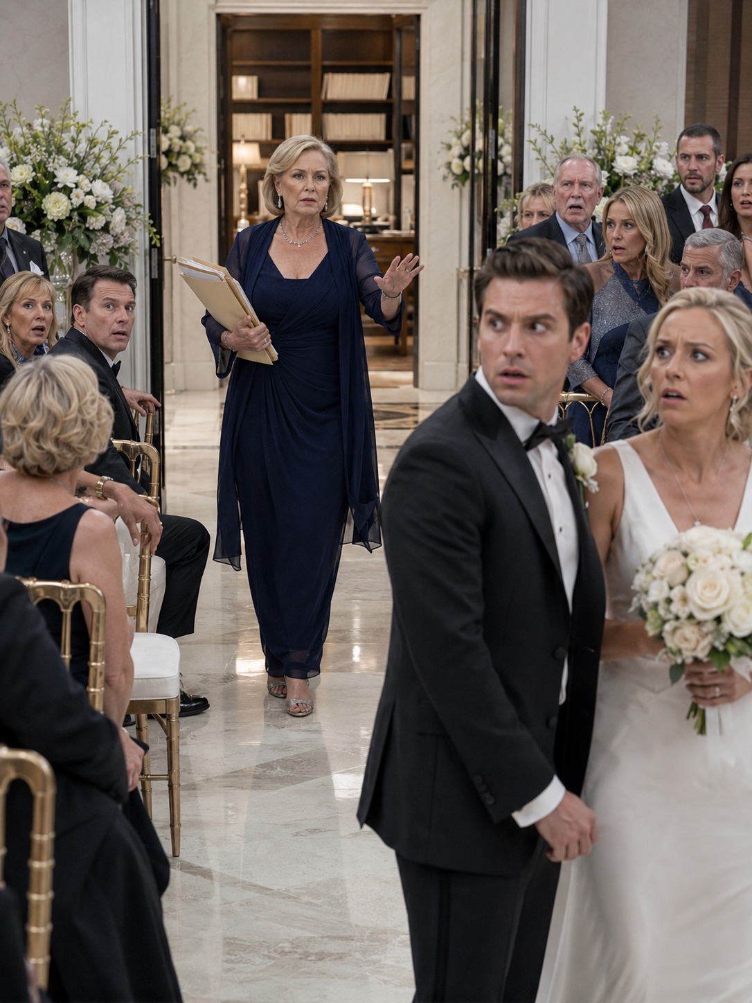 My son canceled my hotel room on his wedding weekend and texted, “Sleep in the lobby if you have to,” expecting his sixty-eight-year-old mother to disappear quietly before his rich bride’s family saw where he really came from—so I smiled, booked the presidential suite, and found an envelope under the door proving he and Khloe planned to call me confused if I spoke; but when I opened the library-suite folders and saw my late husband’s estate papers, my name tied to a hidden debt, and the $8 million deal scheduled for after the vows, I walked into the ceremony with the records in my hand…