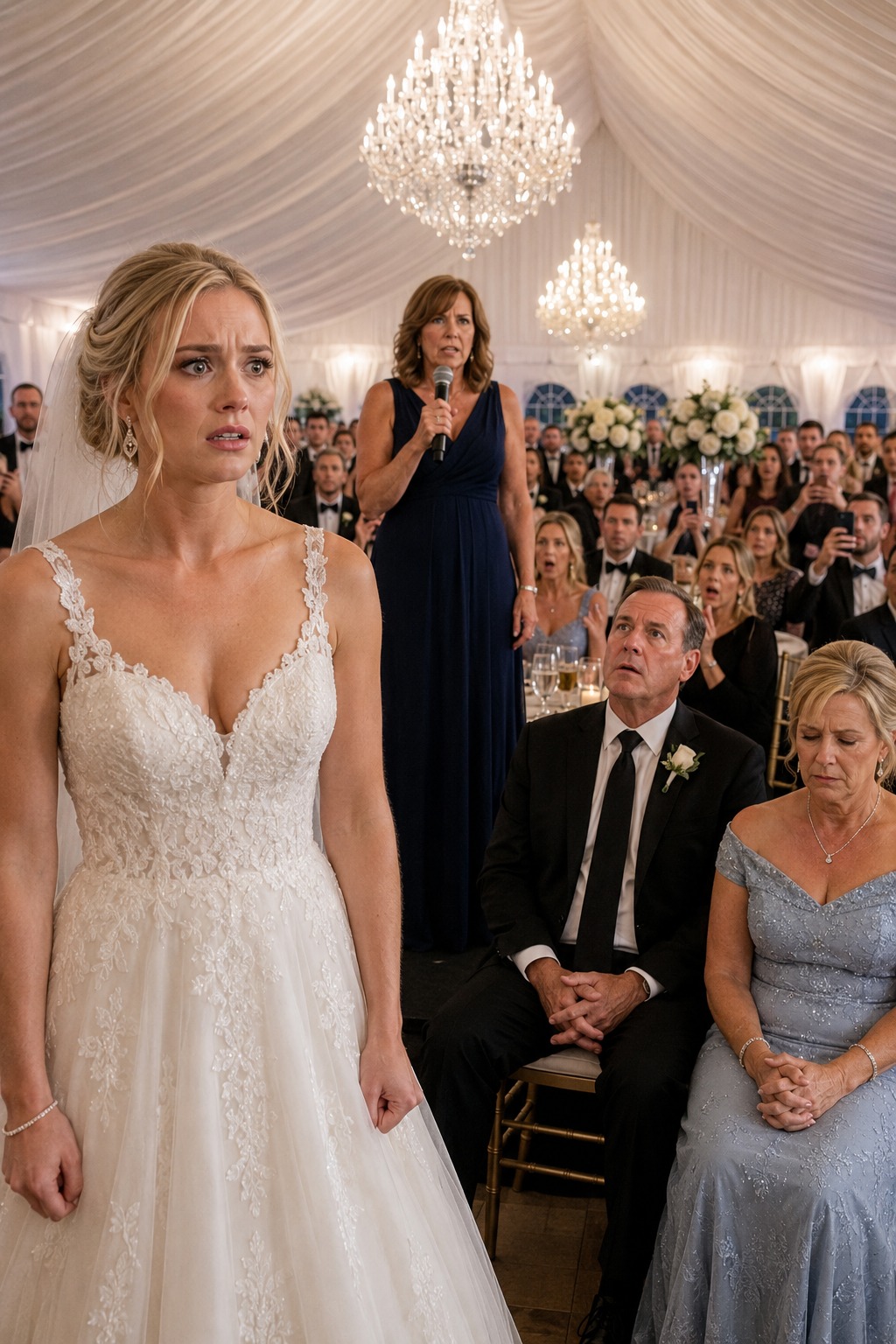 “We sold your condo to pay for Megan’s wedding,” Dad’s voicemail chirped as I woke from nine-hour spinal surgery. My $425K home was gone before I could feel my legs. Mom called it “a family decision.” My sister called me jealous. I said nothing. Three weeks later, at her $300K ceremony, I took the mic, pulled out the house deed they didn’t know I owned—and gave them a wedding gift no one would ever forget.