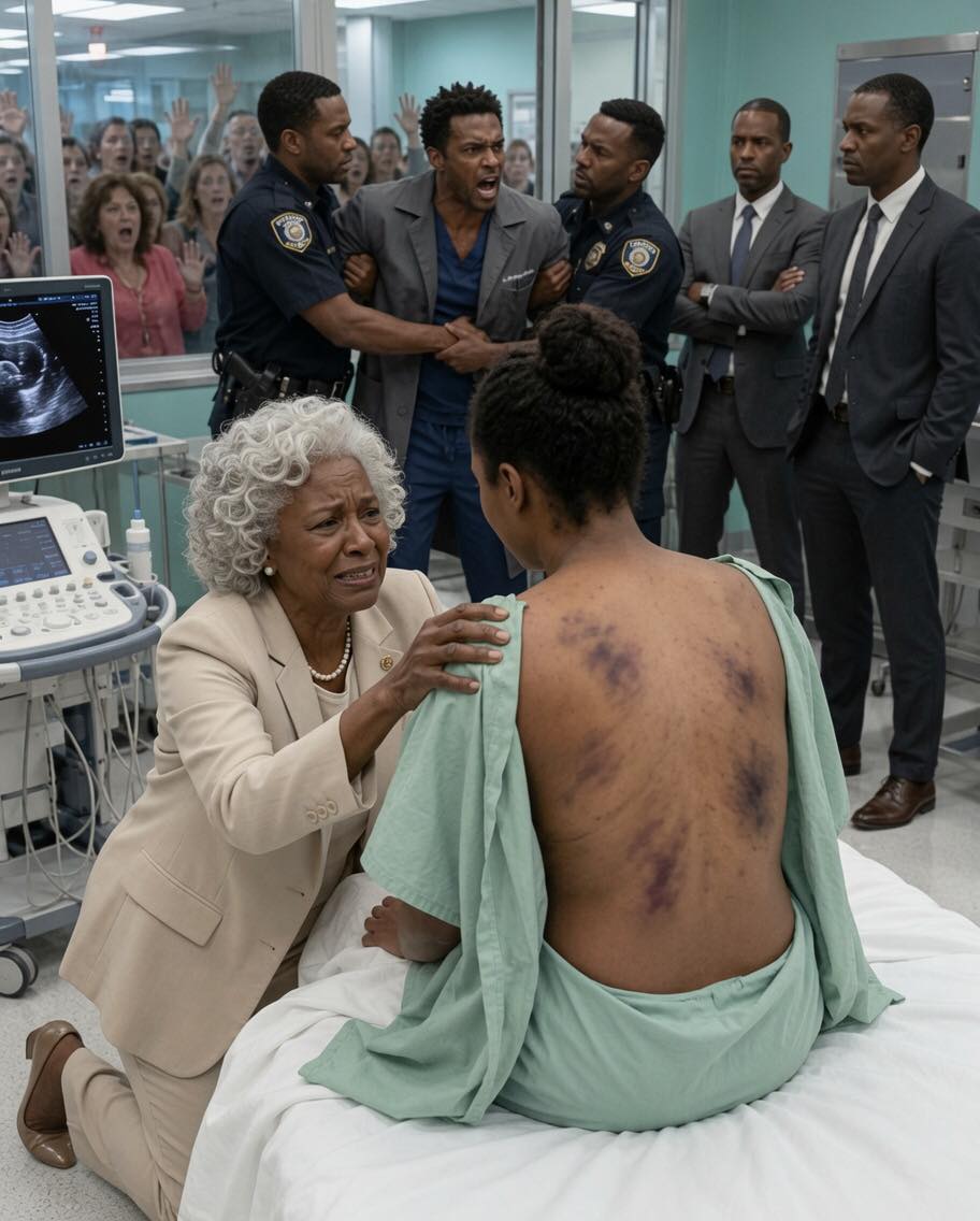 At the VIP clinic, I was helping my nine-month pregnant daughter out of her clothes for her final ultrasound. When her shirt dropped, I stopped breathing. Her back and ribs were a horrific canvas of massive, boot-shaped bru!ses