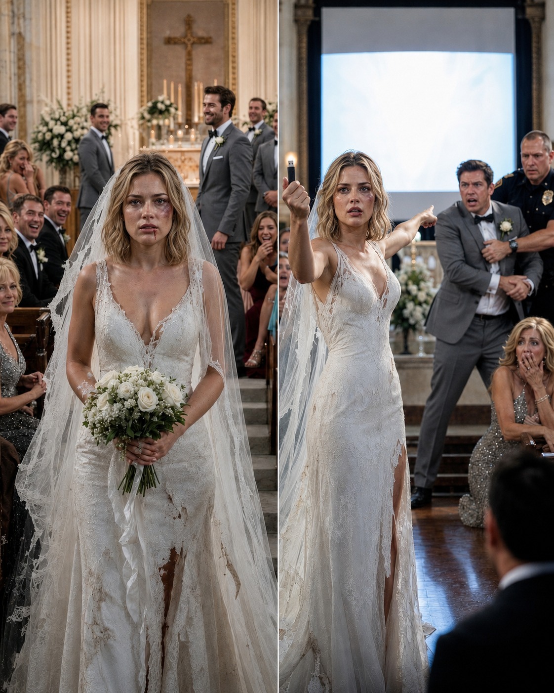 I walked down the aisle with a spl:it lip and a torn veil. My fiancé smirked at his groomsmen and said loudly, “She needed a reminder of who’s boss