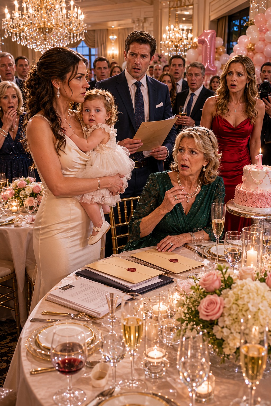 At My Daughter’s First Birthday, My Mother-In-Law Raised A Glass And Said, “Five Generations Of Brown Eyes… So Who Is Her Real Father?” Everyone Waited For Me To Break—Until I Pulled Two Envelopes From My Purse And Put The Truth On The Table.