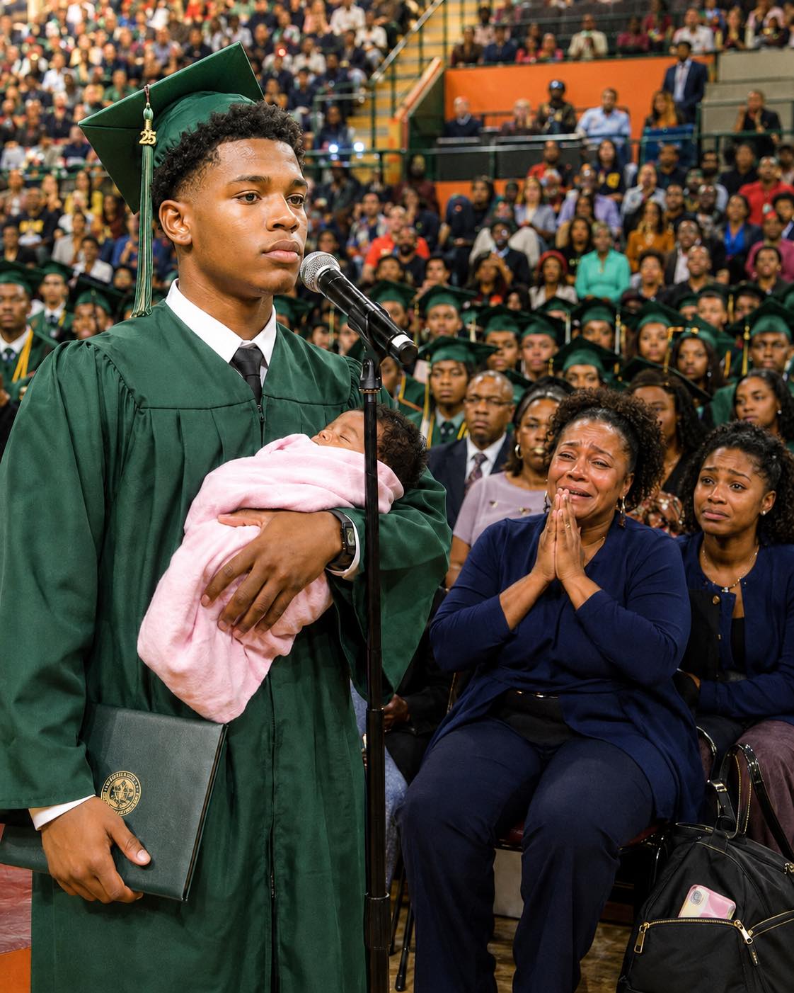They Laughed When My Son Walked Across His Graduation Stage Holding A Newborn — One Woman Whispered “Just Like His Mother”… But What He Said Next Left The Entire Room Silent
