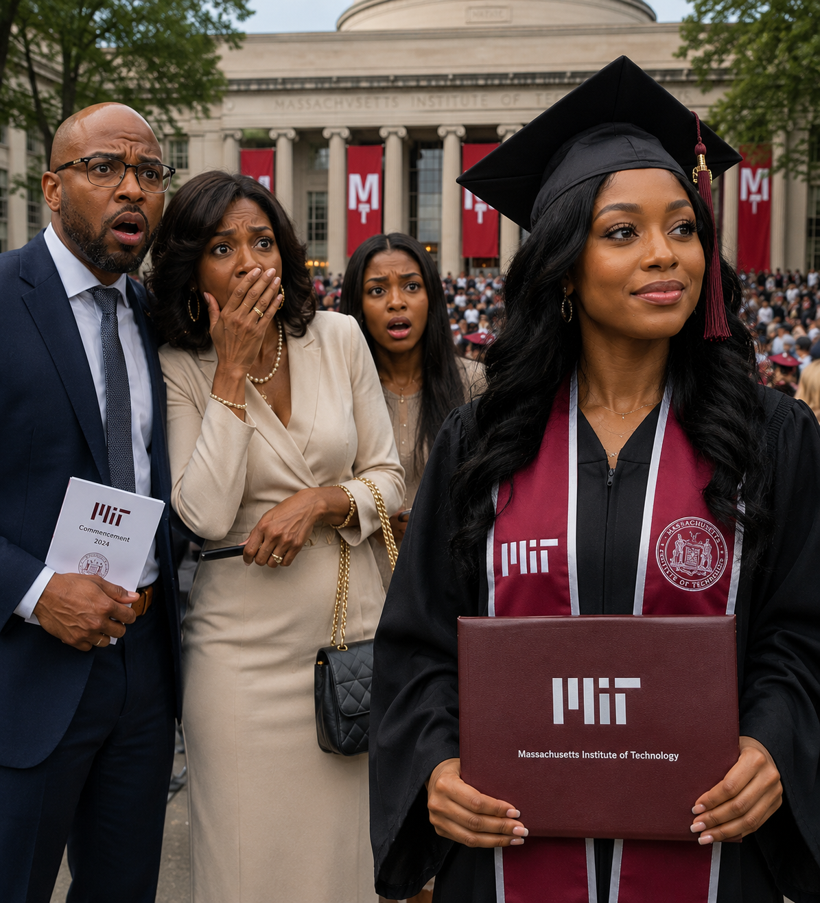 My parents told me to take the bus to my Harvard graduation because they were too busy buying my sister a brand-new Tesla, but when they finally showed up expecting to watch me quietly walk across the stage and go back to celebrating her, the dean took the mic, said my name, and my father dropped his program as the whole crowd learned what I had built while they were busy acting like I was never the child worth showing up for.