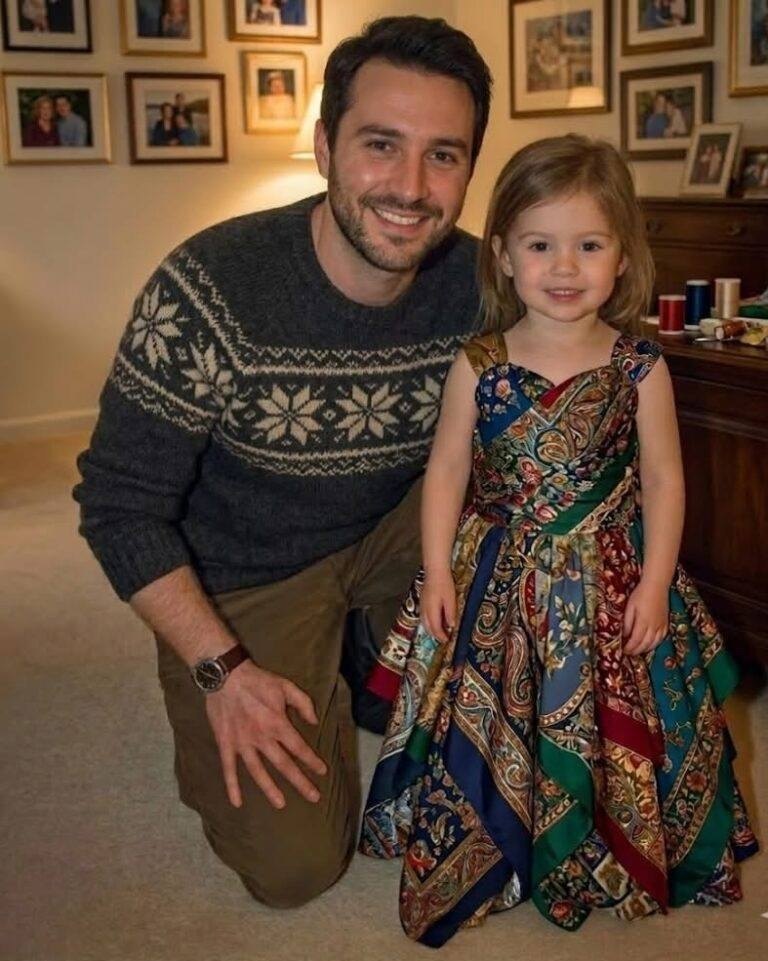 Cosí un vestido para la fiesta escolar de mi hija con los pañuelos de seda de mi difunta esposa- una mujer en medio de la sala se burló de mí.