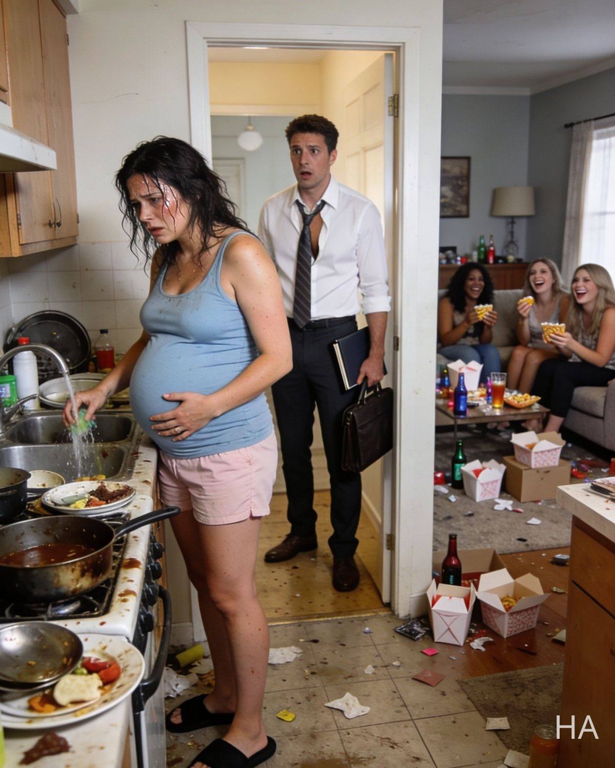 He Found His Eight-Month-Pregnant Wife Washing Dishes While His Family Laughed—Then He Discovered They Threw Away Her Medication