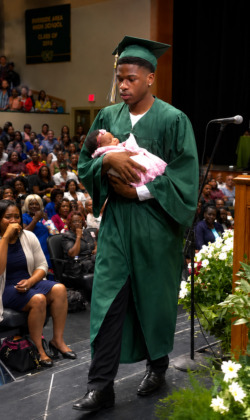 They Laughed When My Son Walked Across His Graduation Stage Holding A Newborn — One Woman Whispered “Just Like His Mother”… But What He Said Next Left The Entire Room Silent