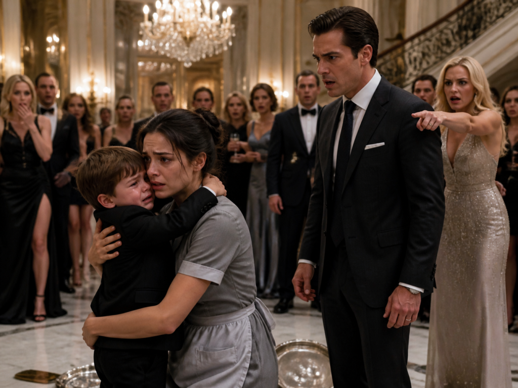 The mansion fell silent the moment the little boy appeared.Only three years old, dressed in a tiny black suit, he slipped free from the nanny’s hand and ran across the marble floor as fast as his small legs could carry him.“Mommy!”