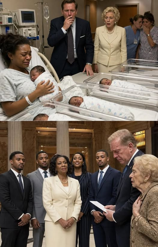 All five babies in the bassinets were Black. My husband took one look and shouted, “They’re not my children!” Then he walked out of the hospital and never came back. I held five newborns alone as nurses whispered and doors closed behind him. Thirty years later, he stood before us again— and the truth waiting for him shattered everything he thought he knew.