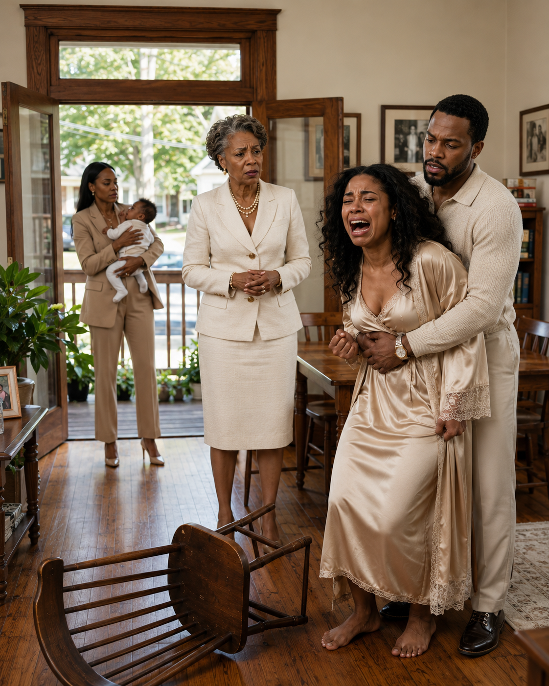 I walked into my parents’ house with my newborn in my arms when my sister yanked her away. My parents didn’t blink. “Sign the house and the car over to your sister. Now.” I laughed weakly. “Please… I just gave birth.” My sister leaned close, voice sharp. “Deed first—or the baby goes out the window.” I lunged forward. My father pinned my arms behind my back. And then my sister crossed a line no one could ever erase. In that instant…