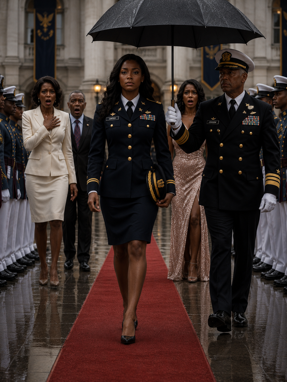 My father snatched the only VIP ticket to my military academy graduation, handed it to my stepsister, and shoved me out into the rain, telling me I didn’t even deserve to be there. He thought I was just an insignificant soldier who would get lost in the crowd. What he didn’t realize was that the entire ceremony was on hold waiting for me—because I was the Distinguished Graduate, and they couldn’t even begin without me.