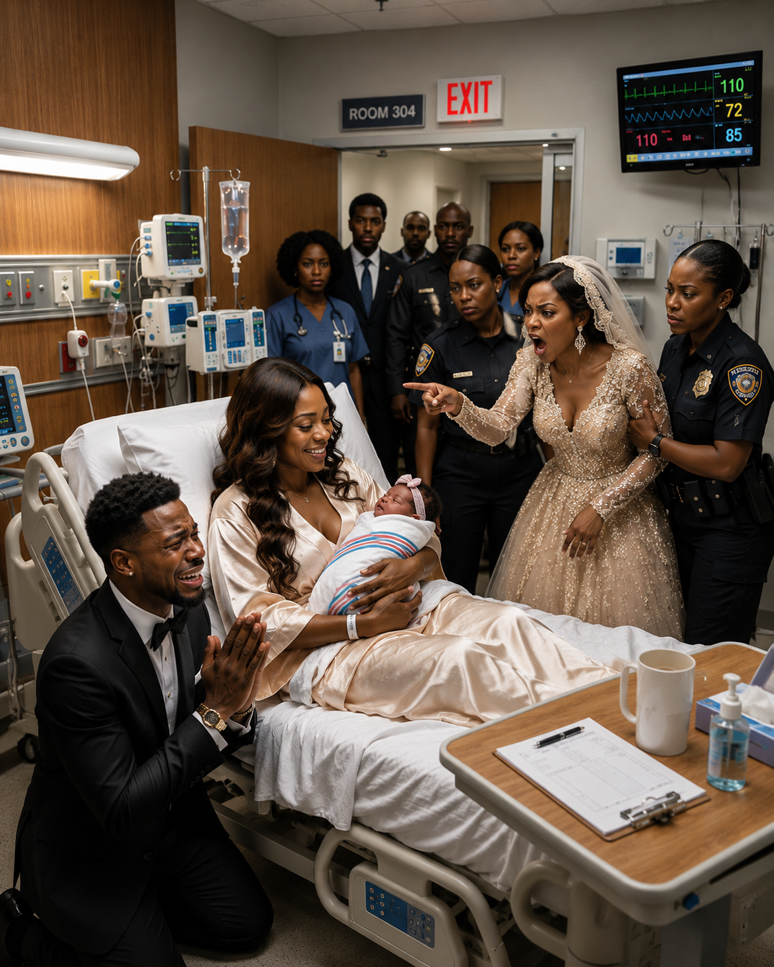 Two hours after my ex-husband said “I do,” he walked into my hospital room with his bride still wearing her wedding dress. I had just given birth. He wasn’t there to meet our daughter. He was there to make me sign an NDA. But ten minutes later, his face went pale, his new bride looked terrified, and neither of them was prepared for what came next…
