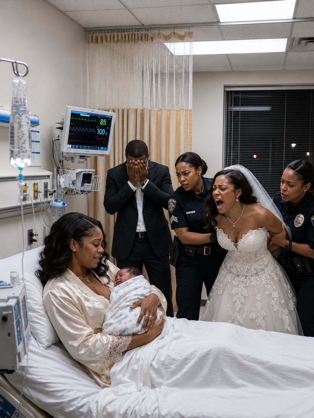 Two hours after my ex-husband said “I do,” he walked into my hospital room with his bride still wearing her wedding dress. I had just given birth. He wasn’t there to meet our daughter. He was there to make me sign an NDA. But ten minutes later, his face went pale, his new bride looked terrified, and neither of them was prepared for what came next…