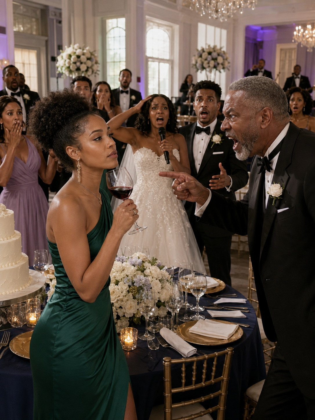 Twenty-one years after my father kicked me out of the house, I ran into him at my nephew’s wedding. He looked at me with disdain and sneered, ‘If it weren’t out of pure pity, nobody here would have invited you.’ I calmly took a sip of my wine and just smiled. A moment later, the bride grabbed the microphone, saluted sharply in my direction, and announced to the crowd, ‘Everyone, please raise your glasses for a toast to Admiral..