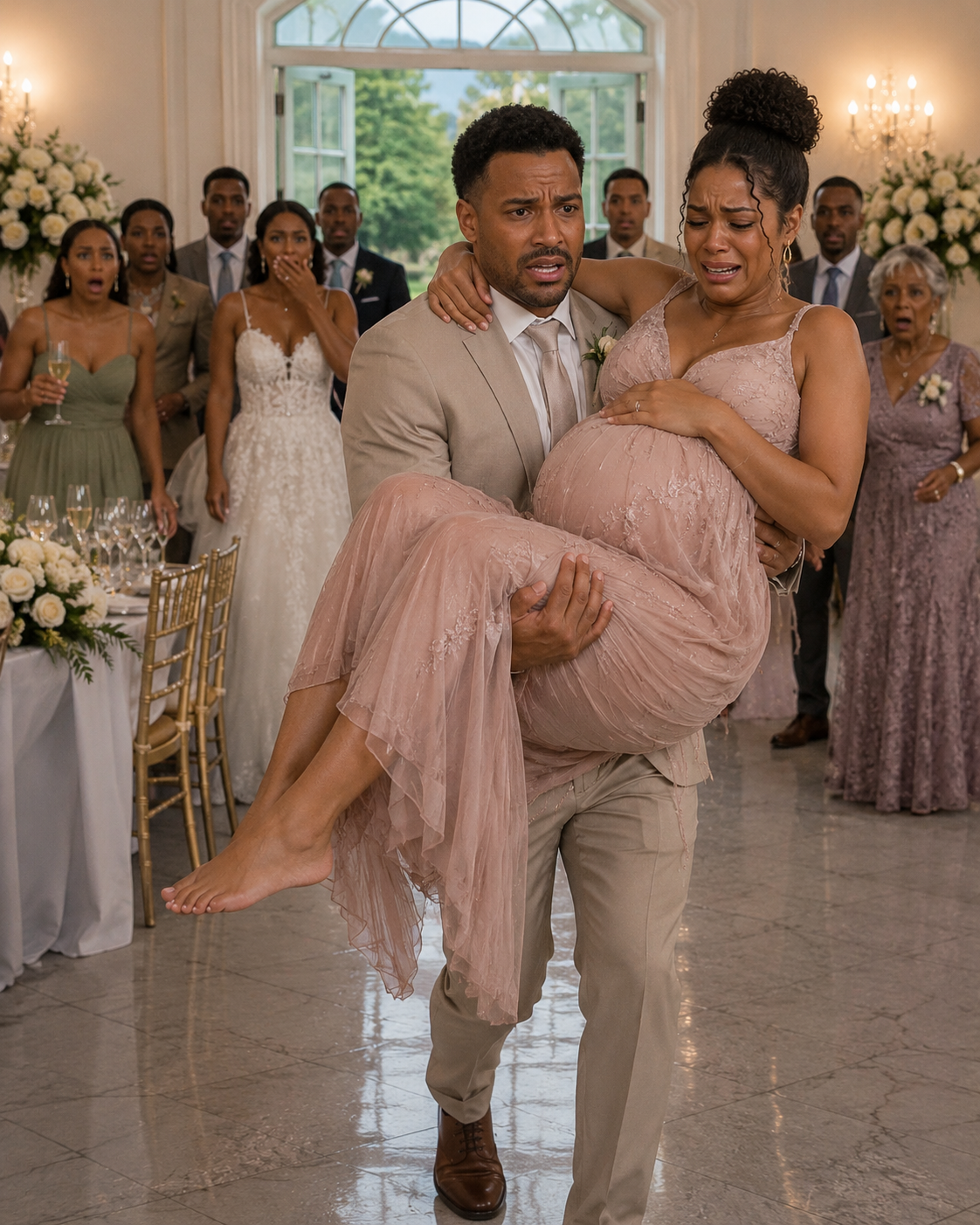Part 2: My water broke in the middle of my sister-in-law's lavish vineyard wedding, soaking the marble floor beneath my feet.