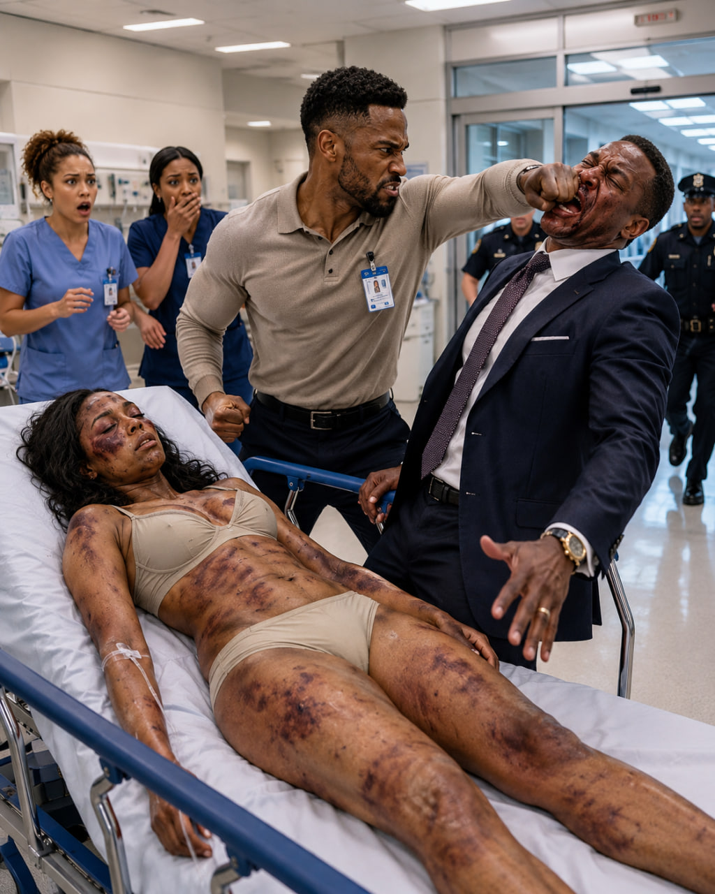 I was lying on a hospital gurney in just my undergarments, covered in terrible bruises, while my wealthy husband lied to the nurses. He thought his expensive suit made him untouchable. But he never expected the furious emergency doctor to strike back. What happened next changed everything... - Purposeful Days