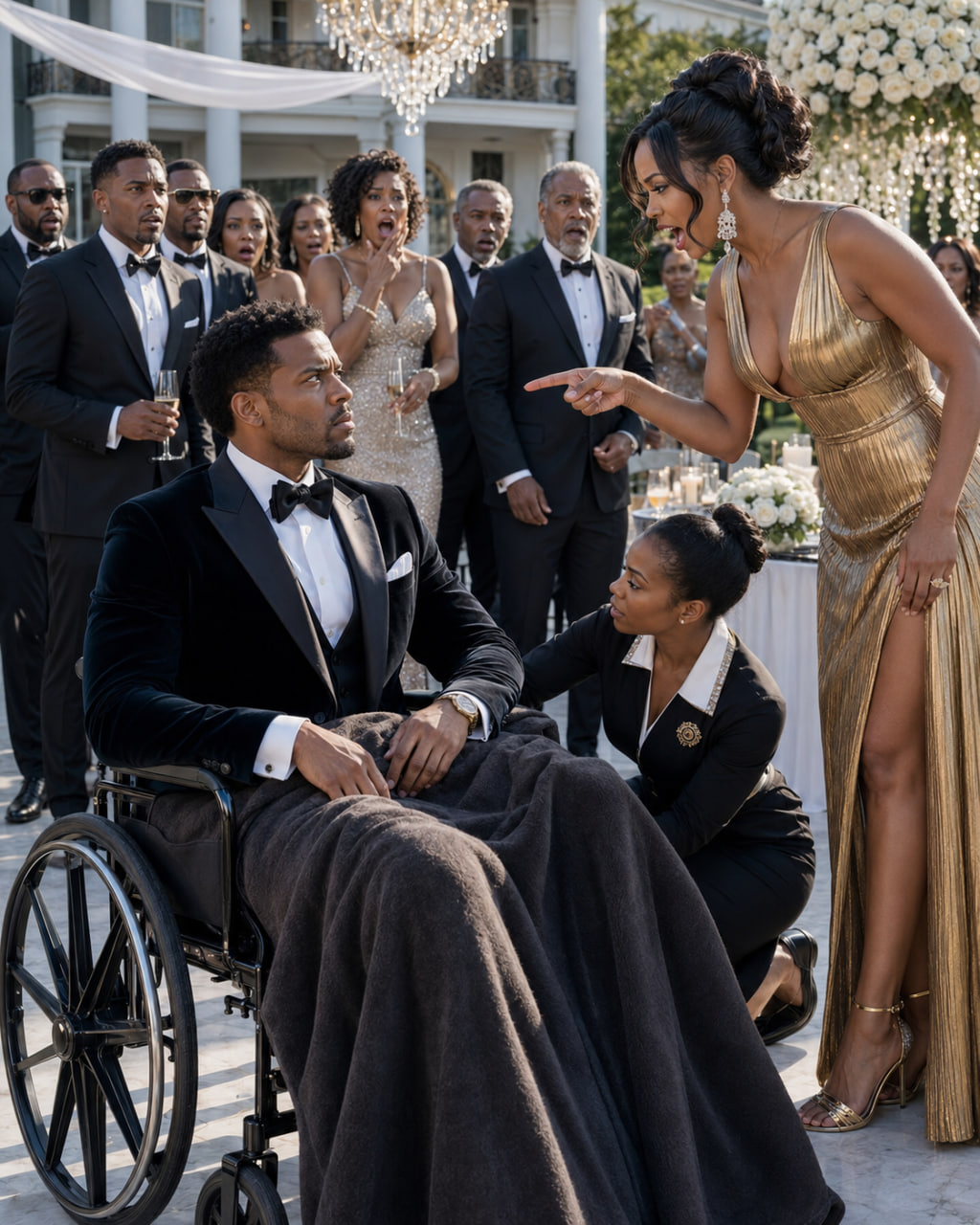I pretended the accident had broken my bones, so I sat silently in my wheelchair and watched my fiancée laugh mockingly in front of everyone. “Look at you,” she sneered, leaning closer. “Now you’re nothing—just a useless cripple.” No one defended me. Only the maid knelt beside me,