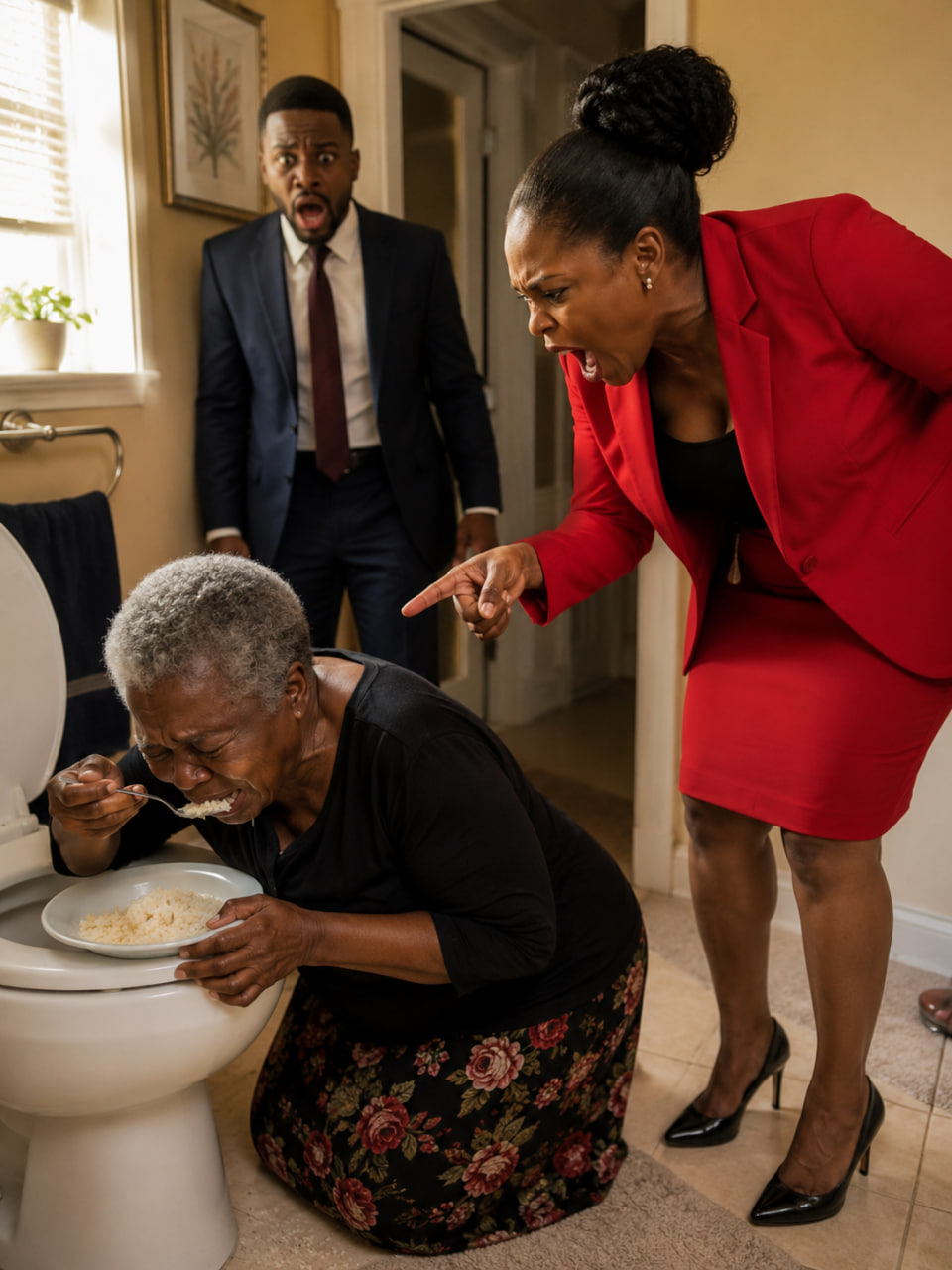 MILLIONAIRE CAME HOME EARLY AND FOUND HIS WIFE FORCING HIS ELDERLY MOTHER TO EAT FROM A TOILET