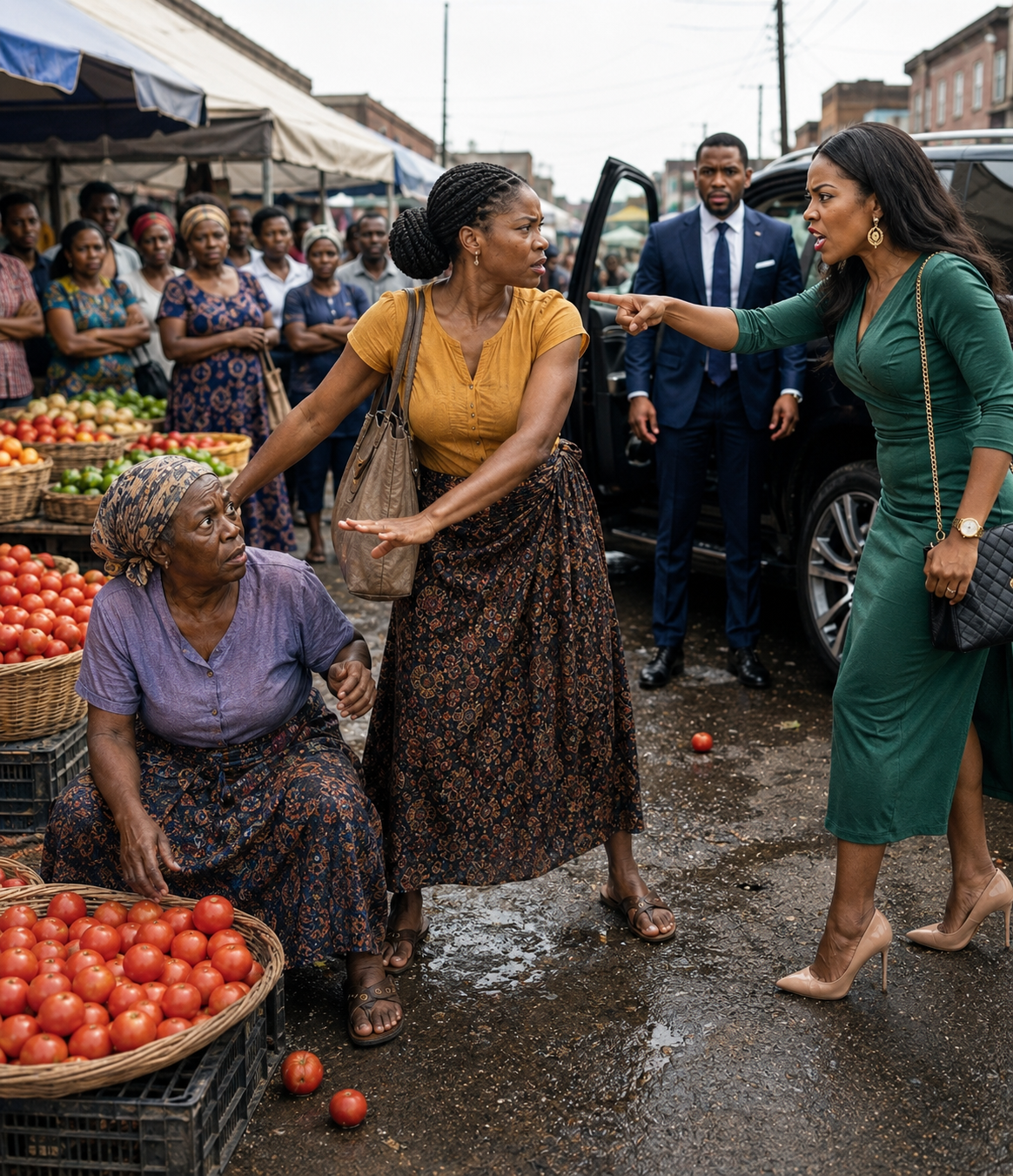 THE KIND GIRL WHO DEFENDED A POOR TOMATO SELLER—UNAWARE SHE WAS A BILLIONAIRE’S GRANDMOTHER