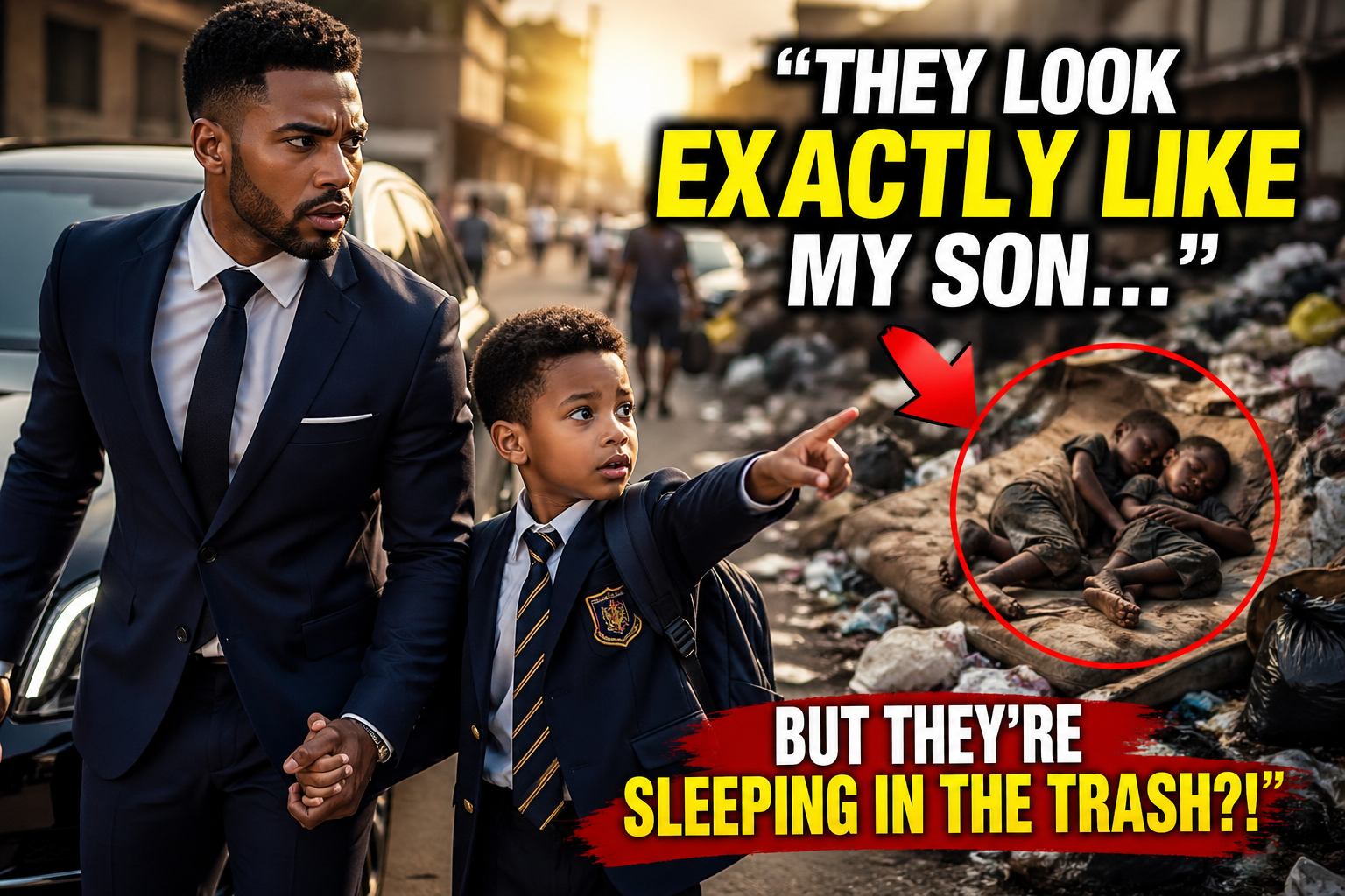 Father, look, those two boys sleeping in the trash look just like me!”