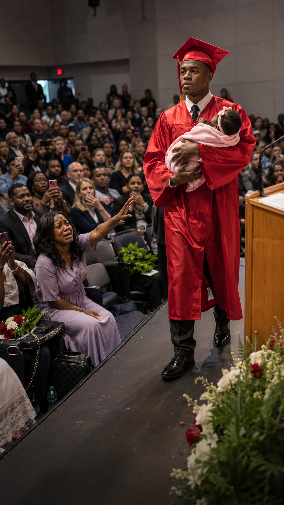 They Laughed When My Son Walked Across His Graduation Stage Holding A Newborn — One Woman Whispered “Just Like His Mother”… But What He Said Next Left The Entire Room Silent