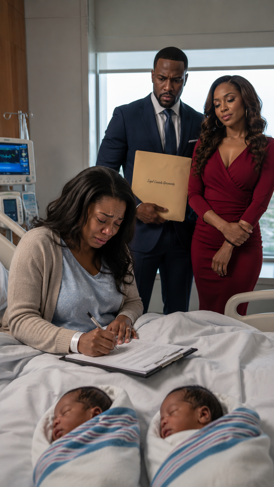 Three days after an emergency C-section, my husband arrived with his assistant to force me to sign the divorce papers so he could keep our twin daughters.