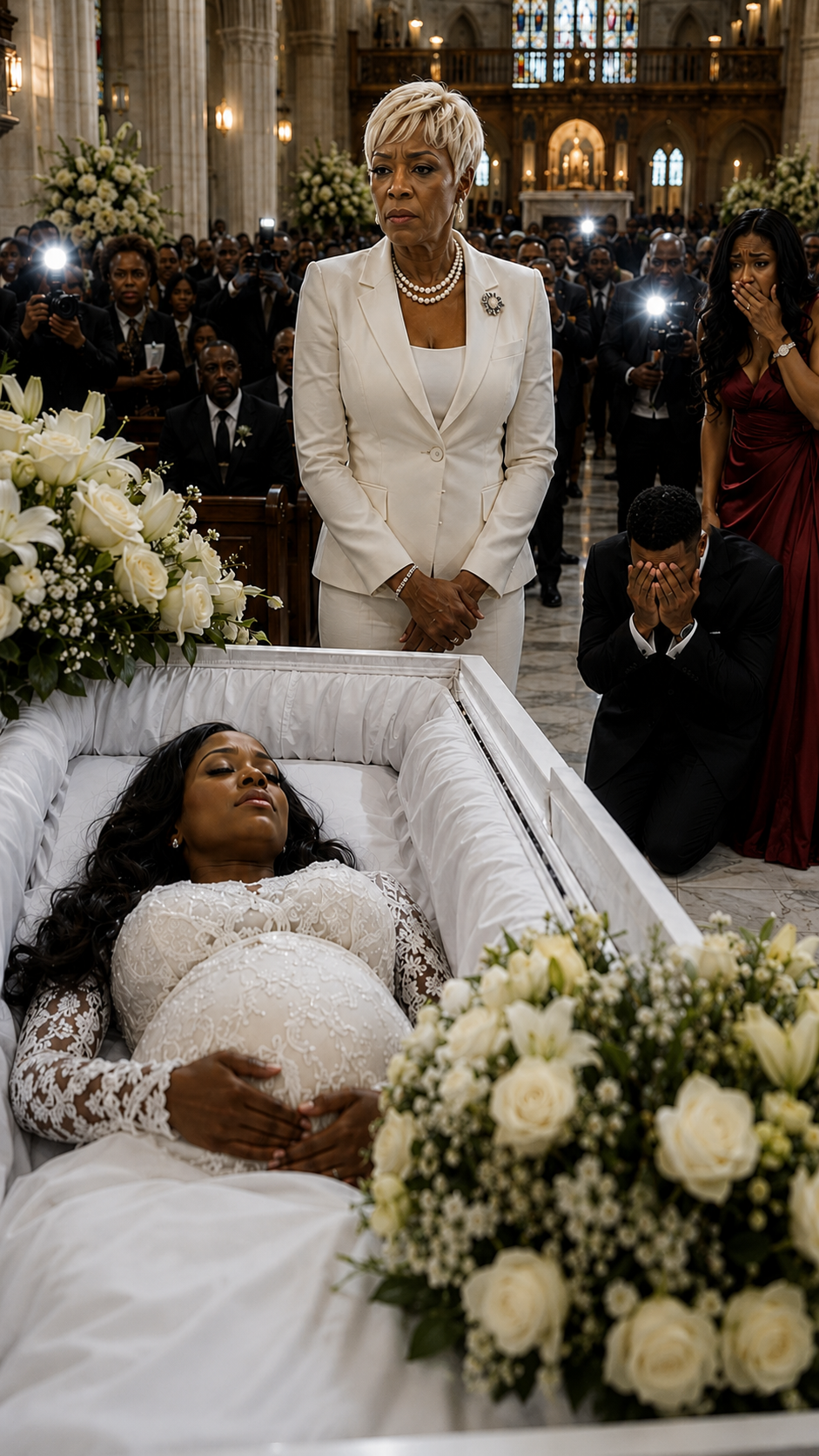 My pregnant daughter was in a coffin—and her husband showed up like it was a celebration. He walked in laughing with his mistress on his arm...