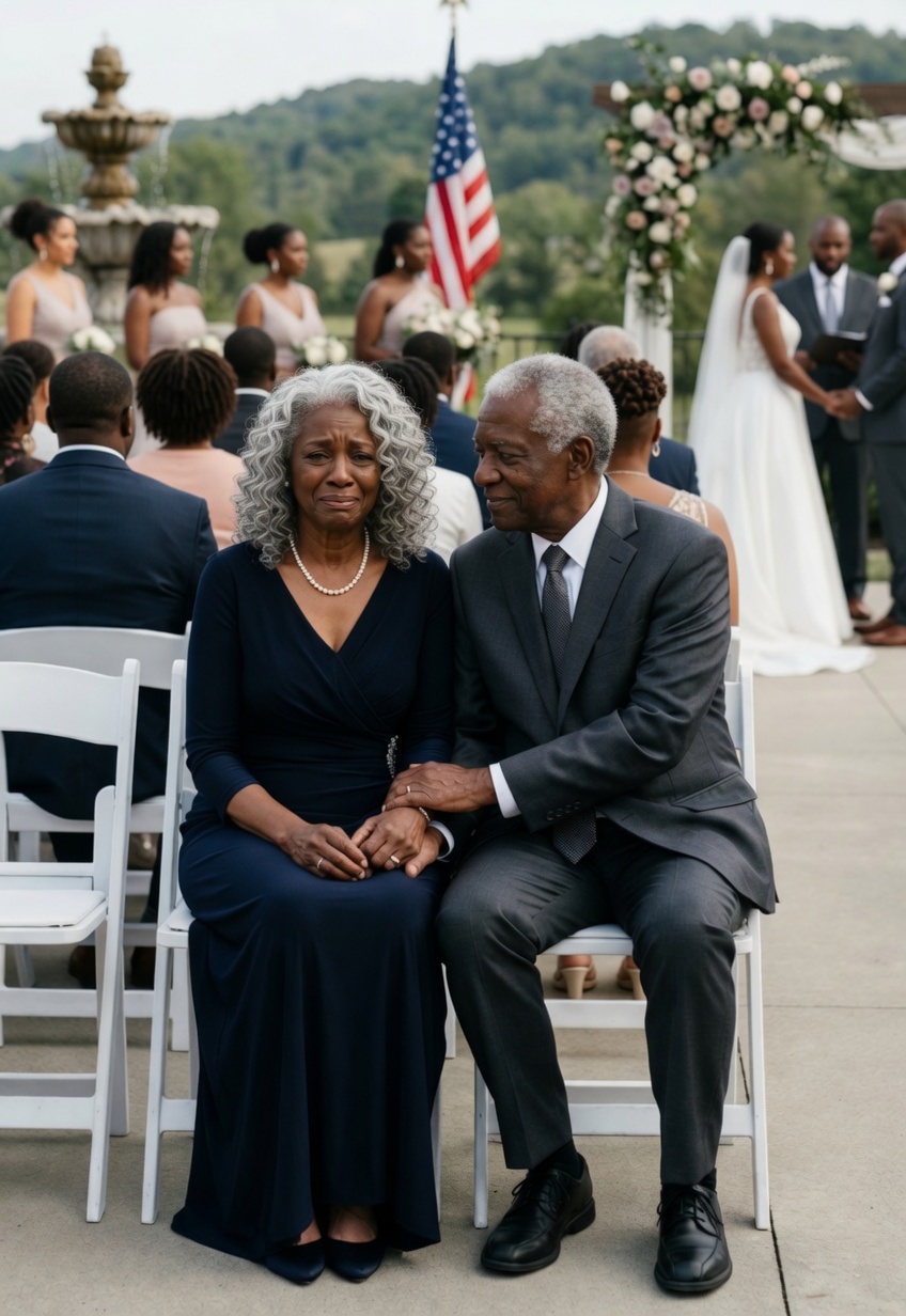 AT MY SON'S WEDDING, I WAS SEATED ALONE IN THE BACK. “WE NEED EVERYTHING TO LOOK A CERTAIN WAY,” HIS BRIDE SAID, STILL SMILING. SUDDENLY, A MAN IN AN EXPENSIVE SUIT SAT BESIDE ME: “ACT LIKE YOU’RE WITH ME.” WHEN MY SON SAW US TOGETHER, HE WENT STILL.