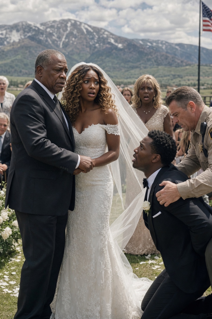 DURING MY DAUGHTER’S WEDDING, SHE SLIPPED A NOTE FROM HER BOUQUET INTO MY PALM THAT SAID ONLY, “DAD, HELP ME,” AND BEFORE THE GROOM COULD FINISH HIS VOWS, I STOOD UP IN FRONT OF 200 GUESTS, STOPPED THE CEREMONY COLD, AND WATCHED HIS FACE DRAIN WHITE AS THE SHERIFF I’D INVITED AS A “FAMILY FRIEND” ROSE FROM THE CROWD—BECAUSE WHILE HE THOUGHT HE WAS MARRYING HIS WAY INTO MY $14 MILLION COLORADO RANCH, HE HAD NO IDEA I’D SPENT 6 MONTHS BUILDING THE CASE AGAINST HIM…