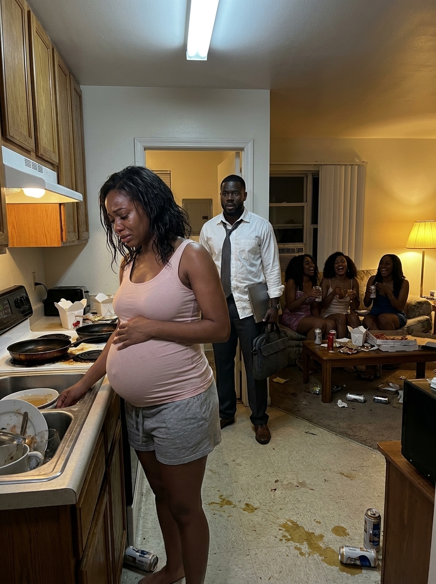 He came home at 10 P.M. and found his 8-MONTH PREGNANT WIFE WASHING DISHES ALONE while his family laughed in the living room … but after discovering they had THROWN AWAY HER MEDICATION, he looked at them and said, “Your comfortable life ends tonight” …