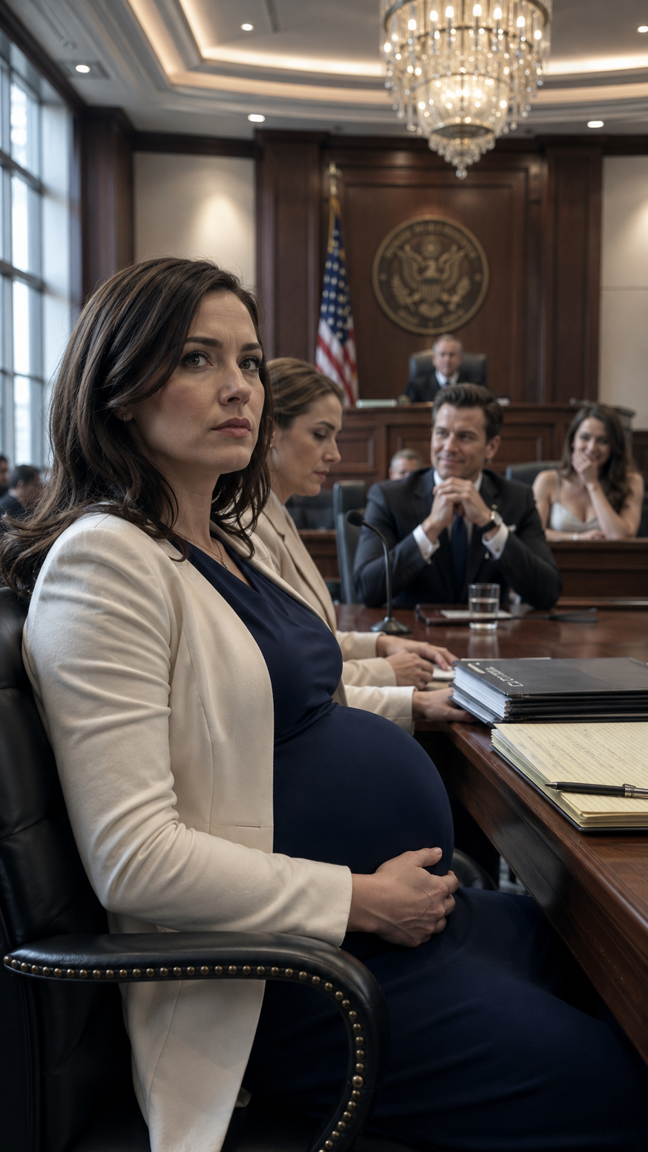 MOCKING MY 8-MONTH PREGNANT B AT OUR DIVORCE HEARING, MY BILLIONAIRE HUSBAND LAUGHED. "YOU LEAVE WITH NOTHING," HE SNEERED. HIS ARROGANT MISTRESS GIGGLED. UNFAZED, I SIGNALED MY LAWYER TO EXECUTE THE HIDDEN "INFIDELITY FORFEIT" CLAUSE.