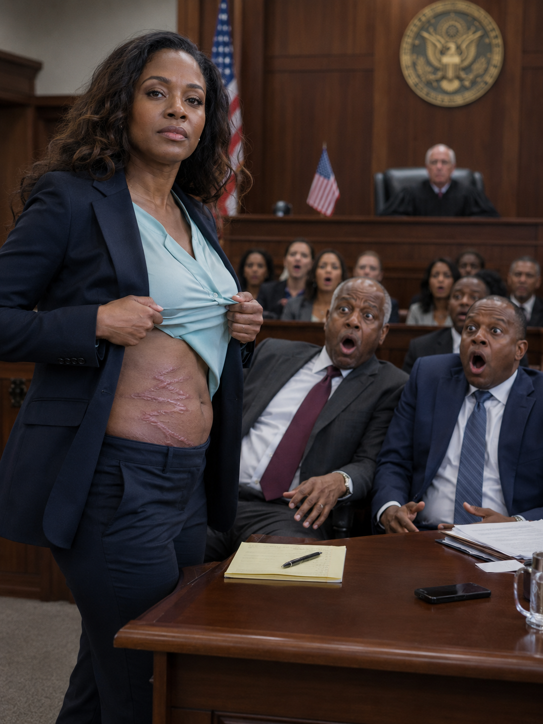 In the middle of our divorce hearing, my husband mocked my 20 years working at his restaurant and said, “You were just a pack mule.” I didn’t scream, I just stood up, opened my jacket, and showed him the scars he thought were buried forever.